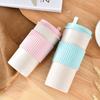 Picnic Outdoor with Lid Creative Portable Wheat Straw Tea Cup Drinkware Tumbler Cup Coffee Mug