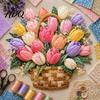 Actividades Manualidades de Tela DIY Cesta de Flores Patchwork Kit Flores en Capas Sala de Manualidades Decoración de Pared Proyecto de Costura Floral 3D para Adultos,