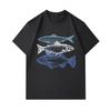 Men's 100% Cotton Crew Neck Short Sleeve T-Shirt, Casual Retro Three Fish Printed Comfortable Tee, Lightweight Breathable Daily Summer Top for Men