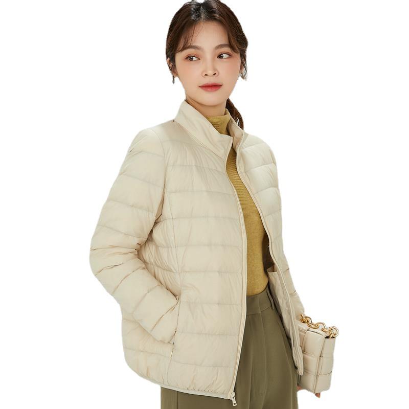 Women's Lightweight White Duck Down Jacket 2023 - Short, Hooded, Stand Collar, Fashionable Thin Style for Autumn/Winter