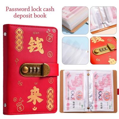 With Password Lock 100 Envelopes Money Saving Challenge Save Money Get Rich Savings Binder Large Capacity PU