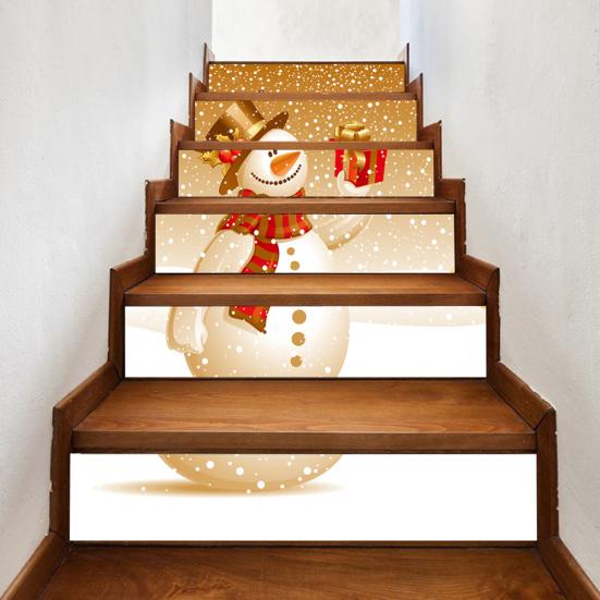 

Милый снеговик принт лестница наклейка клейкая наклейка Рождественский домашний декор