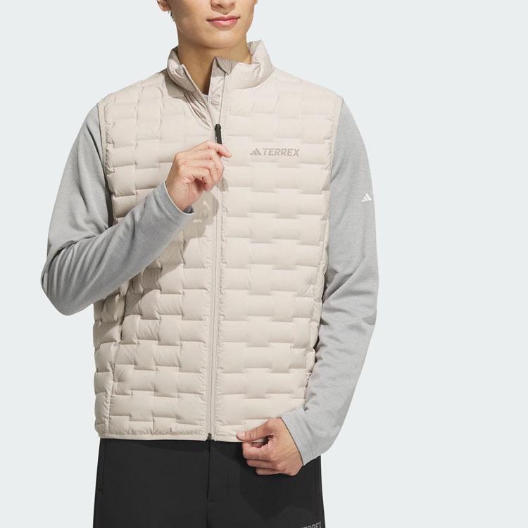New Adidas Down Vest Men's Ecru IT8696