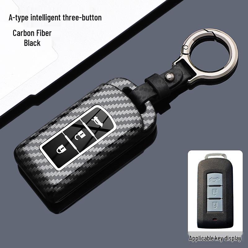 Mitsubishi Key Cover: Carbon Fiber Textured Full Coverage for Outlander, ASX, Escape, Lancer