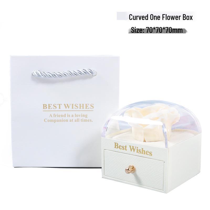 

Rose Flower Jewelry Storage Box - Macaron Color Ring & Necklace Curved Drawer Box