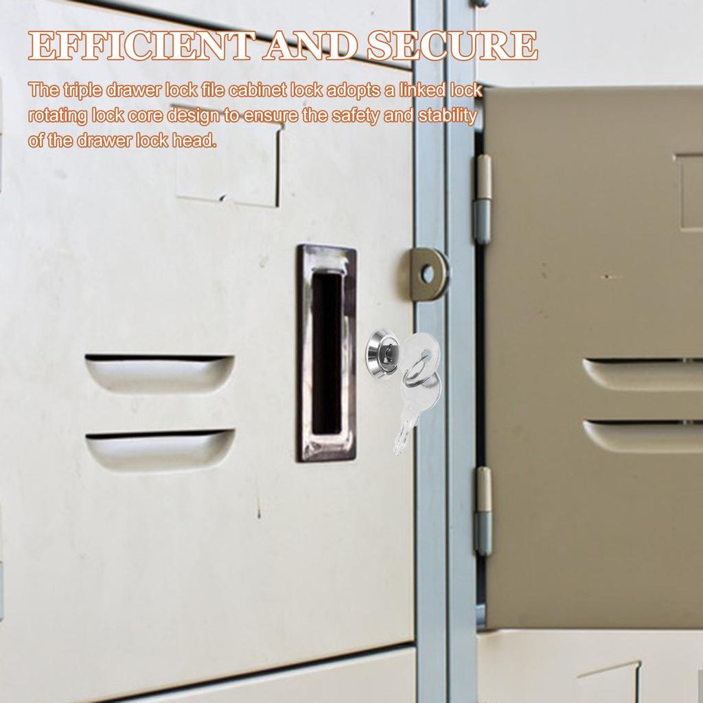 1Set High Security File Cabinet Lock Head Rotating Core Design Metal Drawer Lock for Office Pantry Storage Cabinet Use