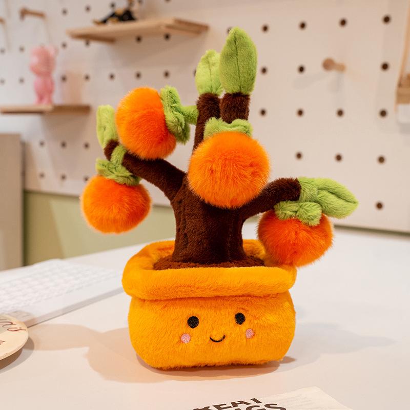 Simulated Potted Apple & Persimmon Tree Plush Ornament
