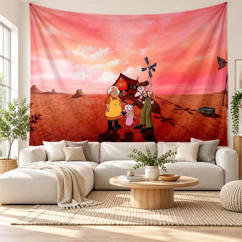 Courage the Cowardly Dog Wall Tapestry Home Decor Hanging Cloth Art Background Tapestry for Bedroom