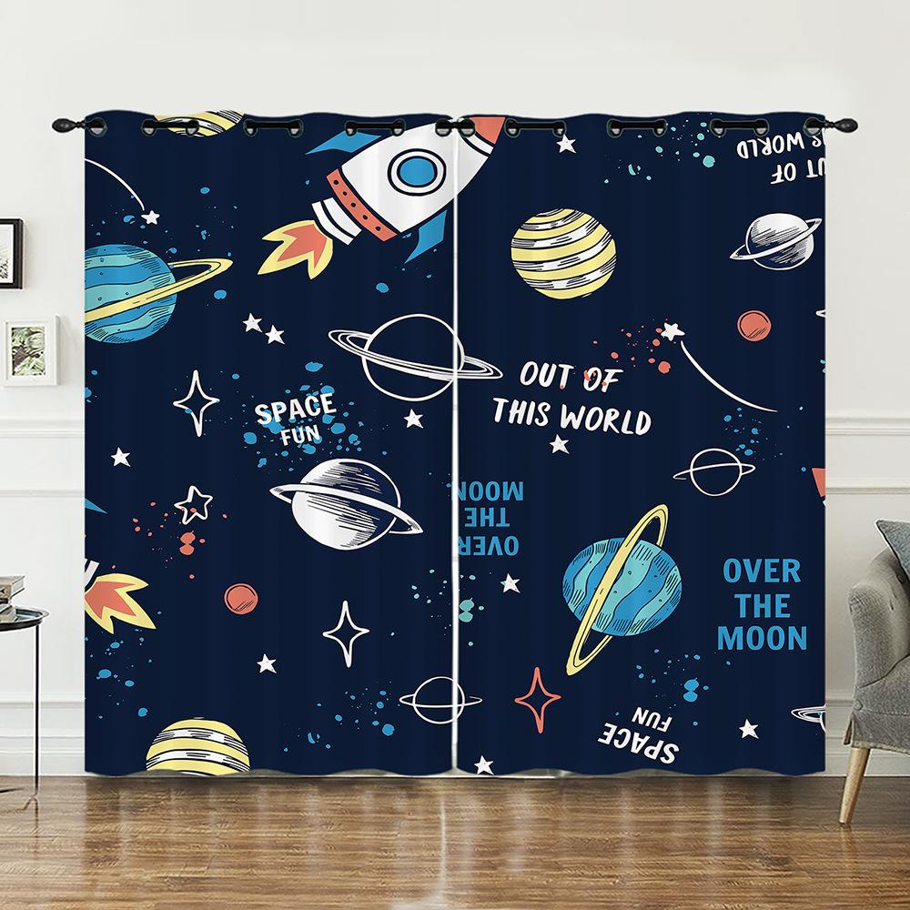 Curtain Bedroom Curtain Digital Printing Astronaut Planet Blackout Curtain Cloth