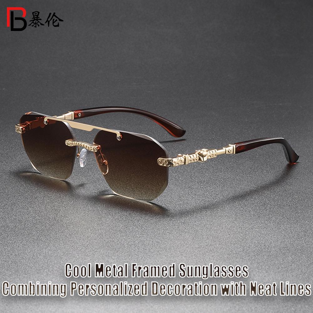 New high-end fashion metal decorative sunglasses, trendy exquisite metal UV-proof sunglasses Q1111