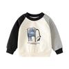 Spring and Autumn Boys Crew Neck Pullover Sweatshirt Kids Cartoon Color Matching Sleeve Coat Top Baby Boy Elephant Clothes