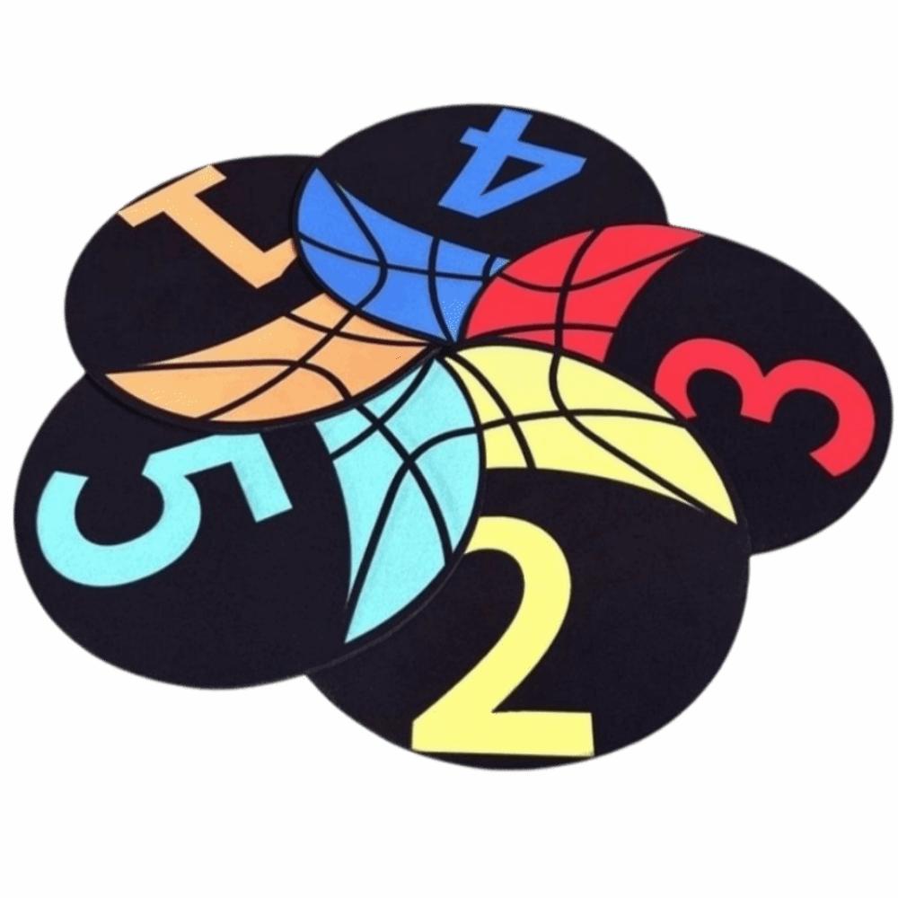 6PCS Rubber Basketball Spot Marker Anti-Slip Numbered Practice Mats  Basketball Dribbling