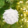 3pcs/pack 10cm White Petal Shape Glitter Foam Snowball Christmas  Ball Hanging Pendant Decoration