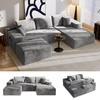 Sofá de Canto Conversível 4 Lugares em U, 274L x 175P x 64A cm, com Função Cama, Sofá Modular com 5 Almofadas, para Sala de Estar, Cinza