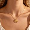 Spiral Sun Charm Necklace For Women Vintage Gold Color Stainless Steel Lucky Jewelry Elegant Birthday Her Gift Flower Necklaces