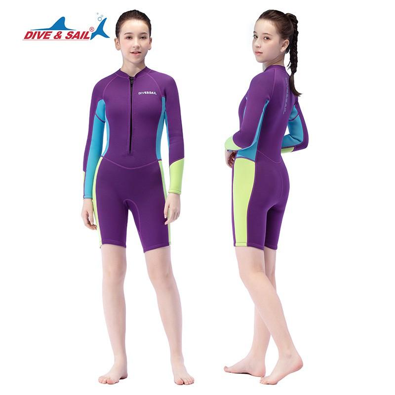 Girls 2.5mm Neoprene Wetsuit Snorkeling Diving Swimming Surfing Warm Full Body Suit