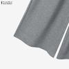 ZANZEA Women Long Sleeve Stripe Splice Blouse and Pants Casual Two Piece Suit Sets