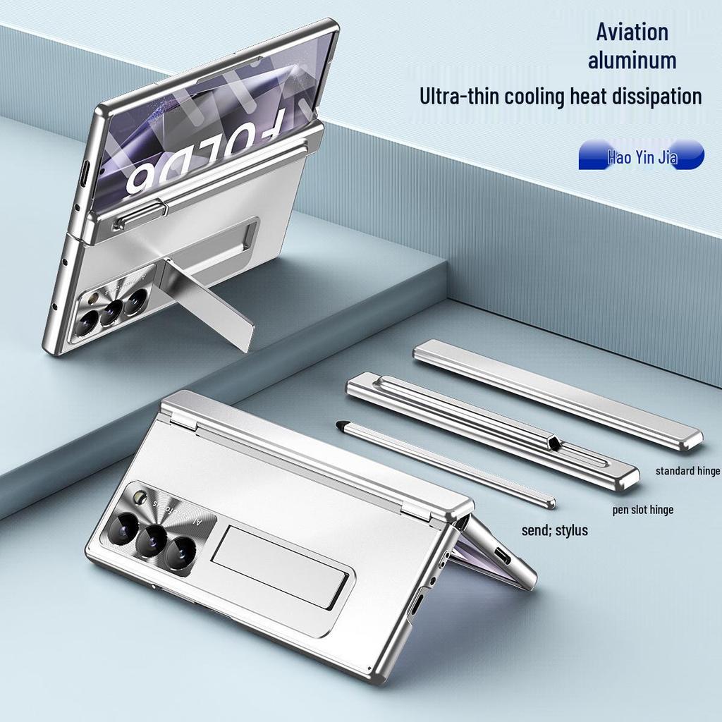 Samsung Z Fold7/6 Aluminum Alloy Phone Case with Dual Hinge Pen Slot