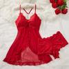 Roupa de dormir europeia e americana lingerie erótica conjunto sexy de duas peças com renda dividida