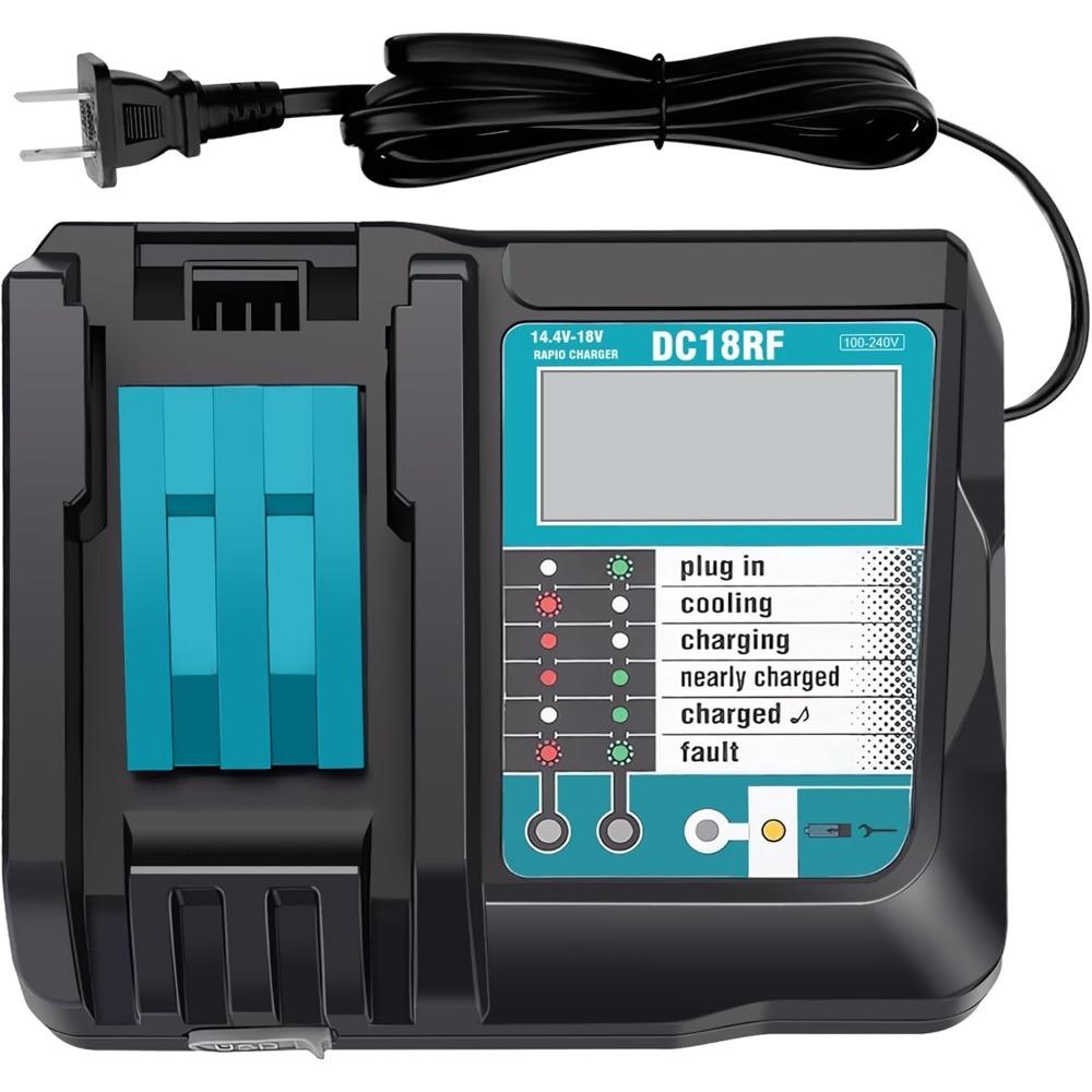 DC18RF Li-ion Super Fast Charger for 14.4V-18V Lithium Battery BL1860B,BL1830,,BL1415,BL1440 with LED Screen, USB Port