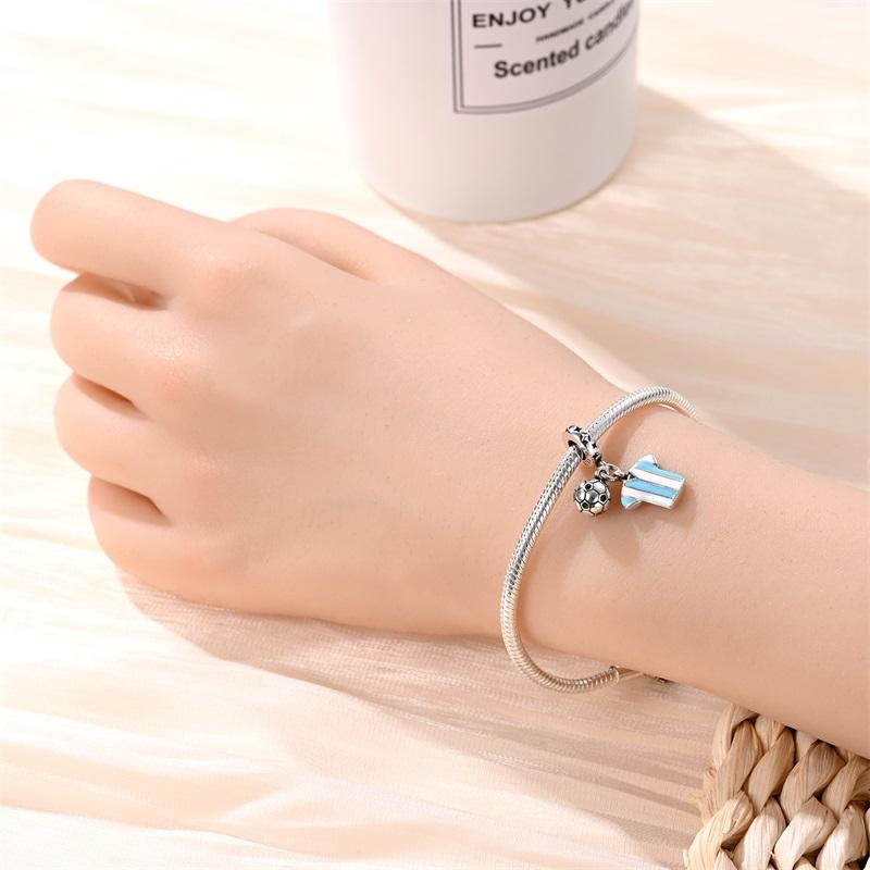 New In Copper Color Sports Fitness Series Football Beads Fit Pan Bracelet Diy Charm Pendant Woman Jewelry