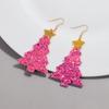 Glitter Leather Christmas Tree Long Earrings for Women Fashion Colorful Plant Drop Earring Party Jewelry Gifts