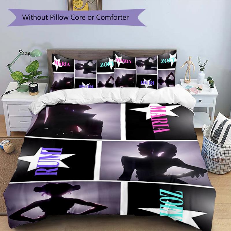 KPOP Hunter 3-teiliges Bettwäsche-Set Bettbezug Verschluss Enthält 1 Bettbezug & 2 Kissenbezüge für Alle Jahreszeiten Schlafzimmer Zuhause Wohnheim Dekor