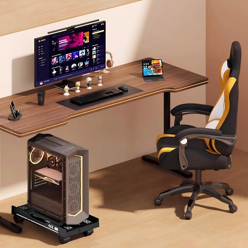 Adjustable Mobile CPU Stand, Ventilated Computer Tower Stand PC Tower Stand with 4 Caster Wheels Fits Most PC, Under Desk Holder