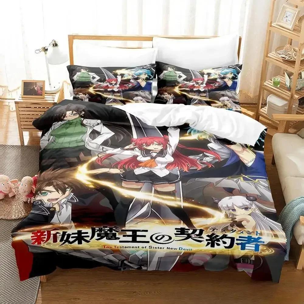 Anime Testament of Sister New Devil Sängklädesset, Påslakan Sängset Överkast Kuddfodral, King Queen Twin Size Pojkar Flickor Vuxen