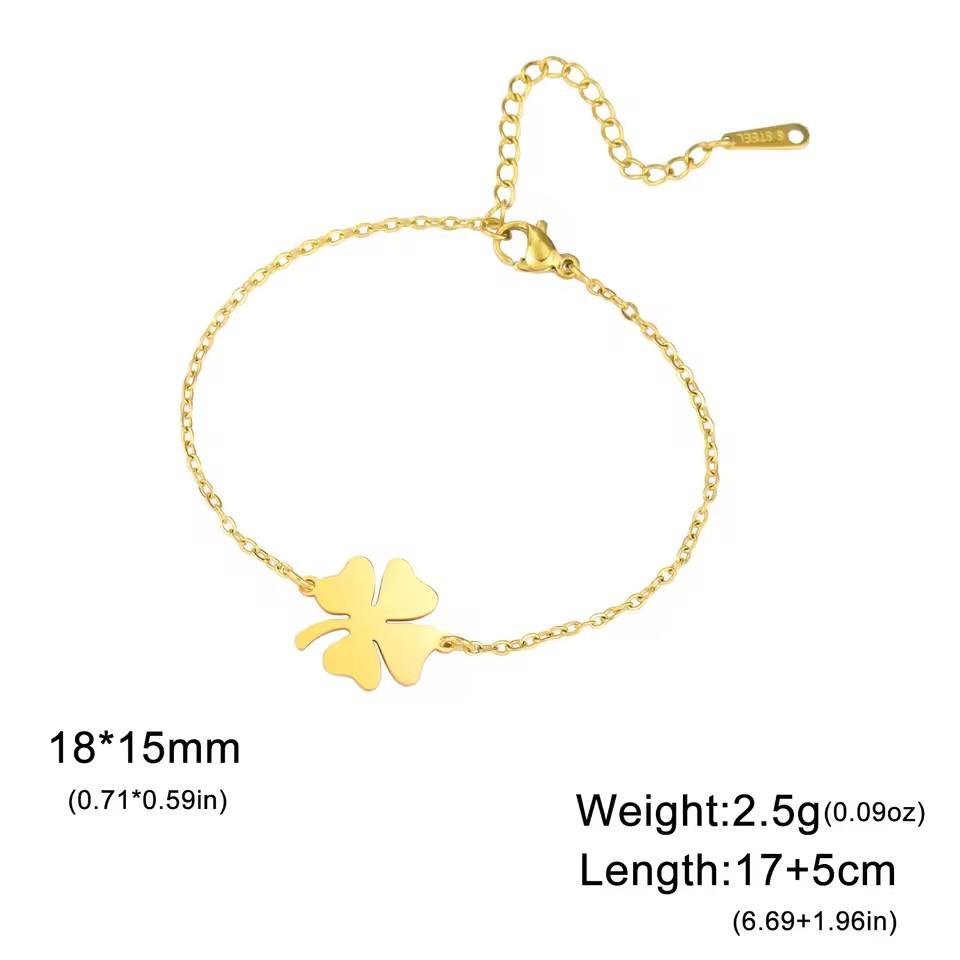 Simple And Stylish Four Leaf Clover Double Layer Couple Bracelet Irish Lucky Symbol Jewelry Gift