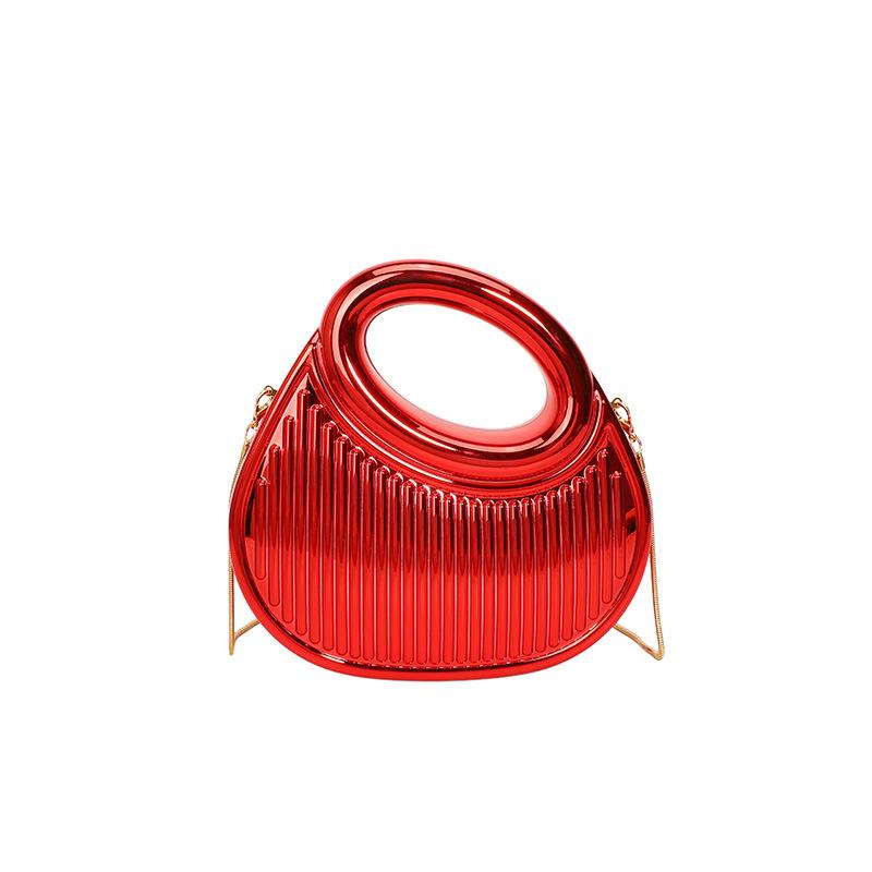 Acrylic Flap Shape Clutch Bag Gold Silver Blue Women Evening Party Cute Metal Shiny Purse Handbag 2025 Wholesale Clutch Bags Ins