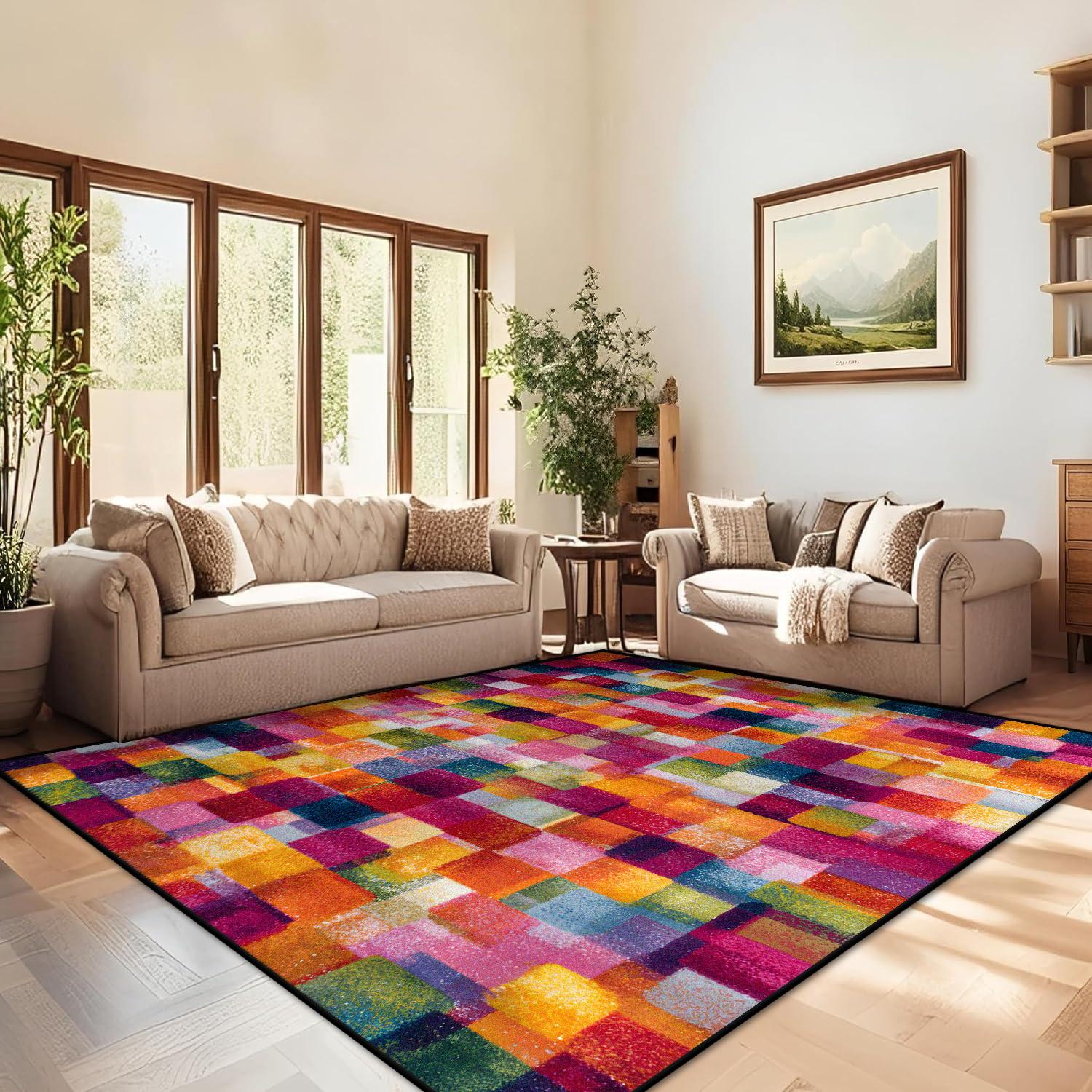 

Nordic Abstract Non-Slip Geometry Colorful Carpet Rug for Living Room Bedroom Home Sofa Decor Kids Game Area Floor Mat Gift 60x90cm