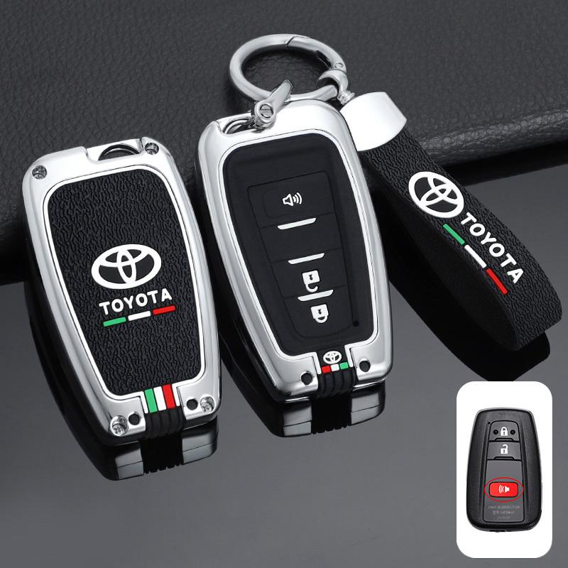 Zinc Alloy+Silicone Car Remote Key Case Cover For Toyota Prius Camry Corolla C-HR CHR RAV4 Prado 2018 2019 Keychain Accessories