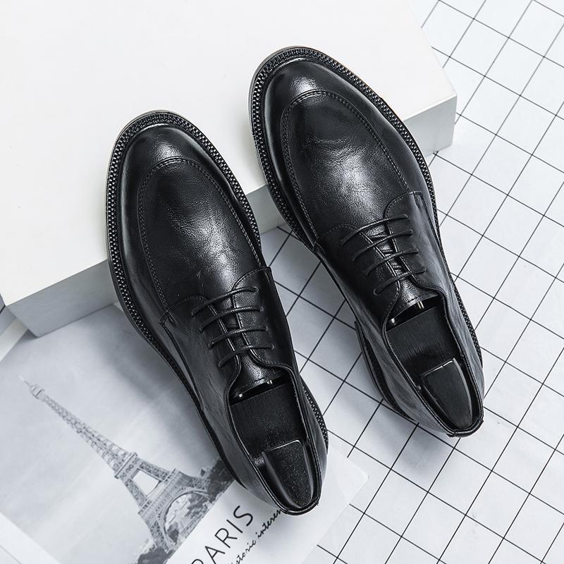 

Leather shoes new fashion Korean version trend casual shoes large size leather shoes hairstylist small leather shoes 38 чёрный