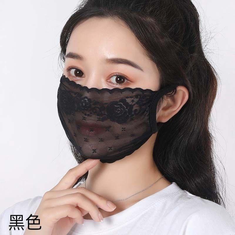 Lace Anti-Uv Sunscreen Mask Breathable Ear Cord Face Cover Scarf Hanging Ear Dust-Proof Scarves Mask Summer Dust-Proof Veil
