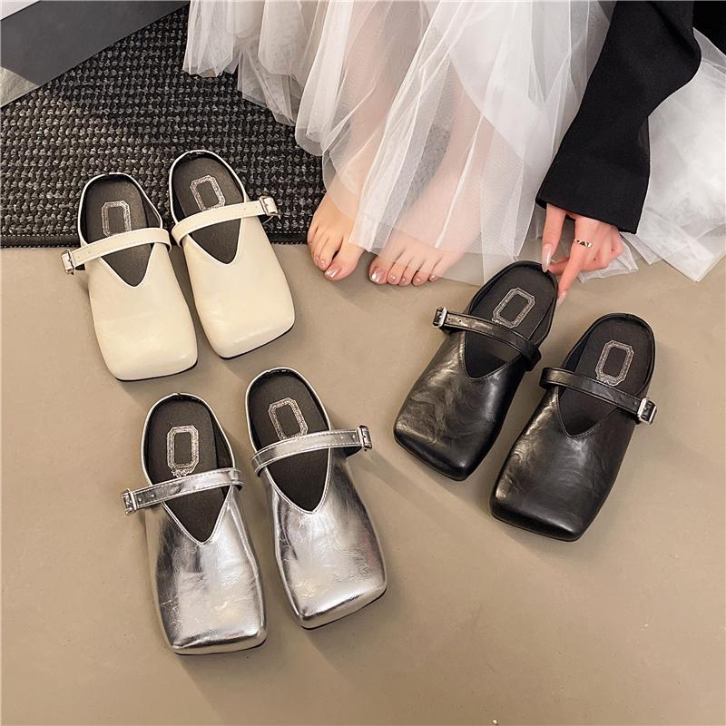 Women's Slippers Flat Sole Cover Toe Square Toe Ladies Shoes Dress Daily Commute Summer Lazy People Zapatillas De Mujer