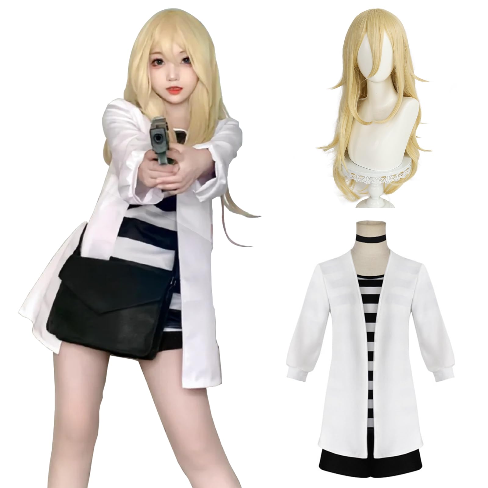 Rachel Gardner Cosplay Costume with Wig Angels of Death Adult Size Perfect for Fancy School Stage Costumes Rachel Gardner cosplay Gardner with new