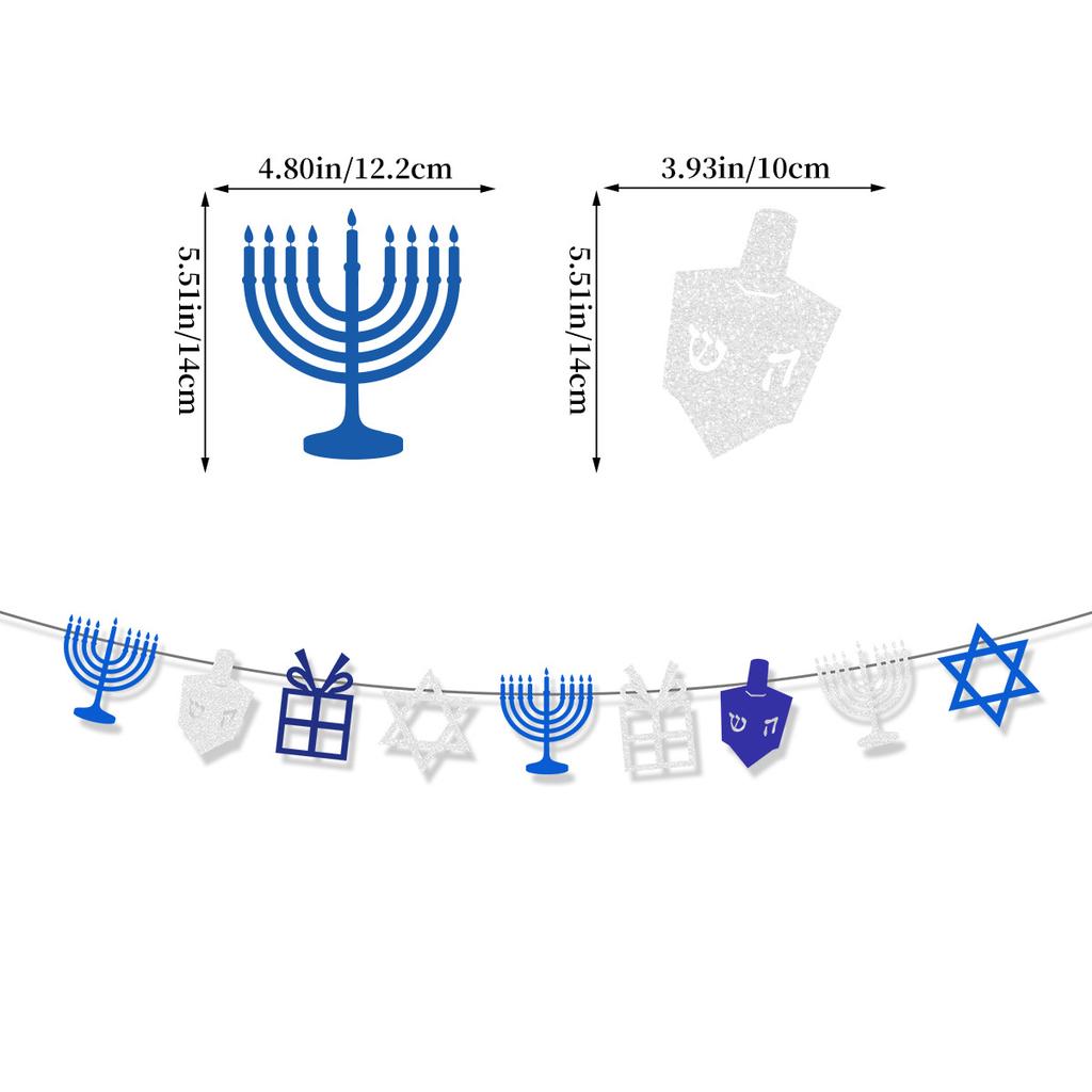 Chanukkafestdekoration Glad Chanukka Bokstav La Flagga Latte Blomma Tårta Plug-In Kantanpassning