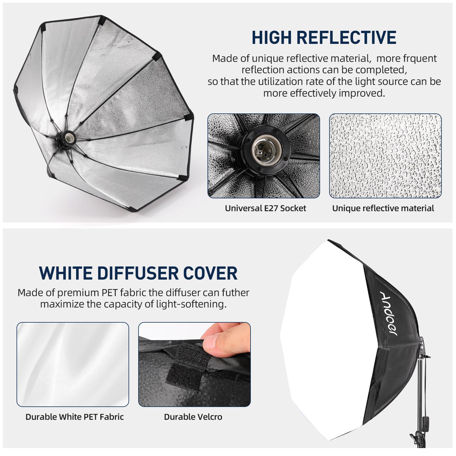 Комплект освещения для студийной фотосъемки Andoer Набор освещения для софтбокса — фото 6