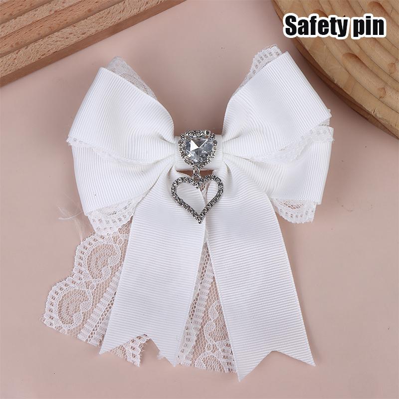 Women'S Lace Bow Tie Brooches Hairclip Heart Shape  Pendant Lolita Skirt Accessories Pin Clips Jewelry Gift