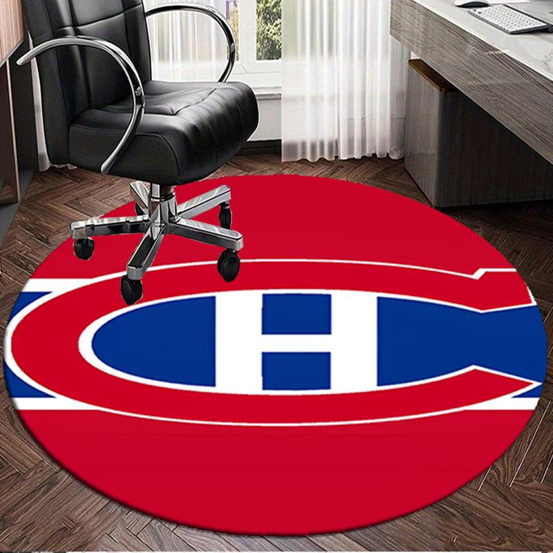 1PC Canadiens Hockey Team Round Rug, Non-slip Chair Mat, Home Decor, Circle Carpet Perfect for Office, Bedroom, Living Room,Christmas gift