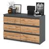 Chest of Drawers TV Cabinet for Living Room 100 CM 6 Drawers Gray Oak Wotan