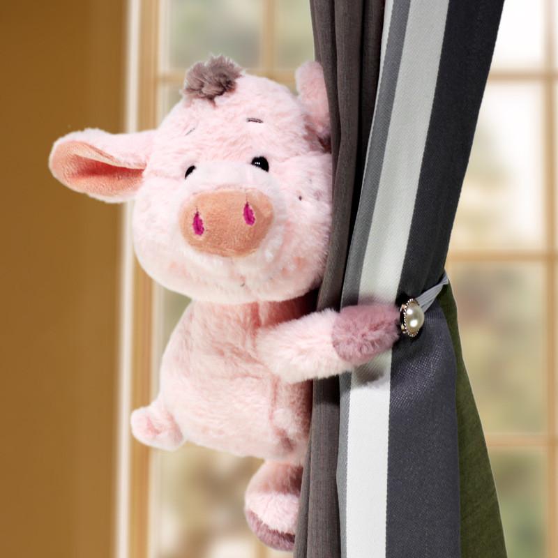 Animal Pig Plush Curtain Tieback Cartoon Doll For Childrens Decoration Window