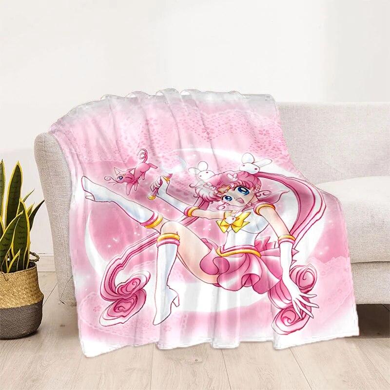 Deka s potiskem Sailor Moon Pretty Soldier Ultra lehká měkká plyšová deka z flanelu na rozkládací pohovku Pohovka Kancelářské dárky