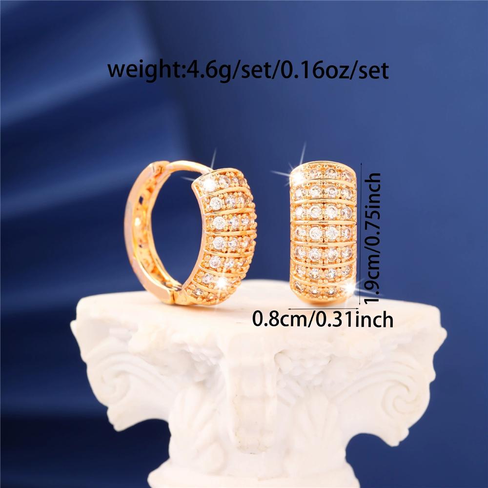 Female White Zircon Stone Hoop Earrings Vintage Fashion Gold Color Wedding  For Women
