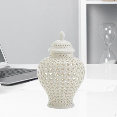 Vaso di Zenzero in Ceramica Intagliato a Graticcio Tempio Decorazione per la Casa