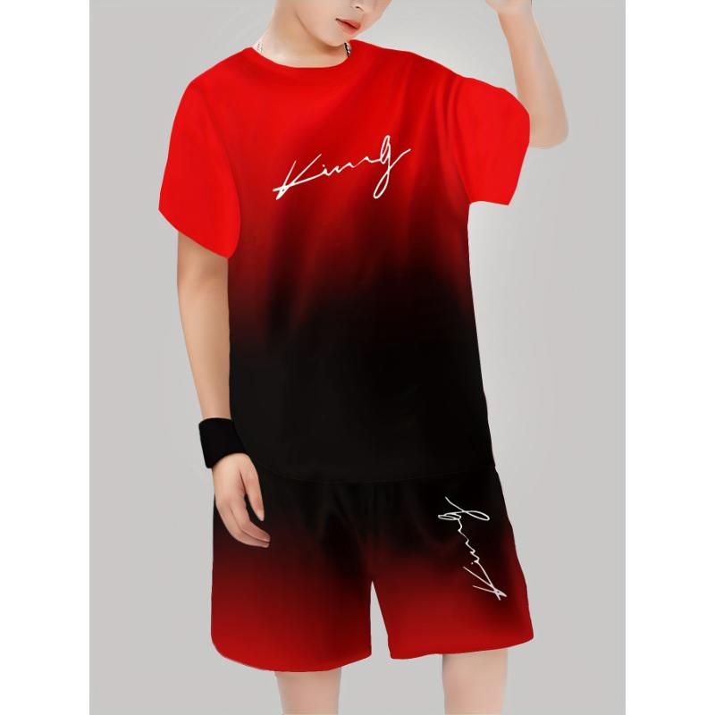 

Комплект для мальчиков: модная футболка с коротким рукавом и шорты с 3D-принтом, повседневный пуловер, комплект для мальчиков для улицы 100