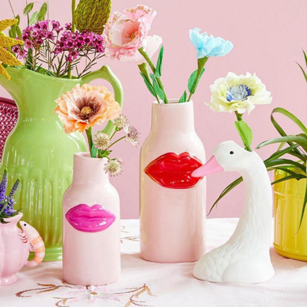 Schwanenhals Keramikvase Nordisch Elegant für Wohnzimmer und Konsole Schwanenvase Tischdeko Vase Schreibtischdeko Geschenk