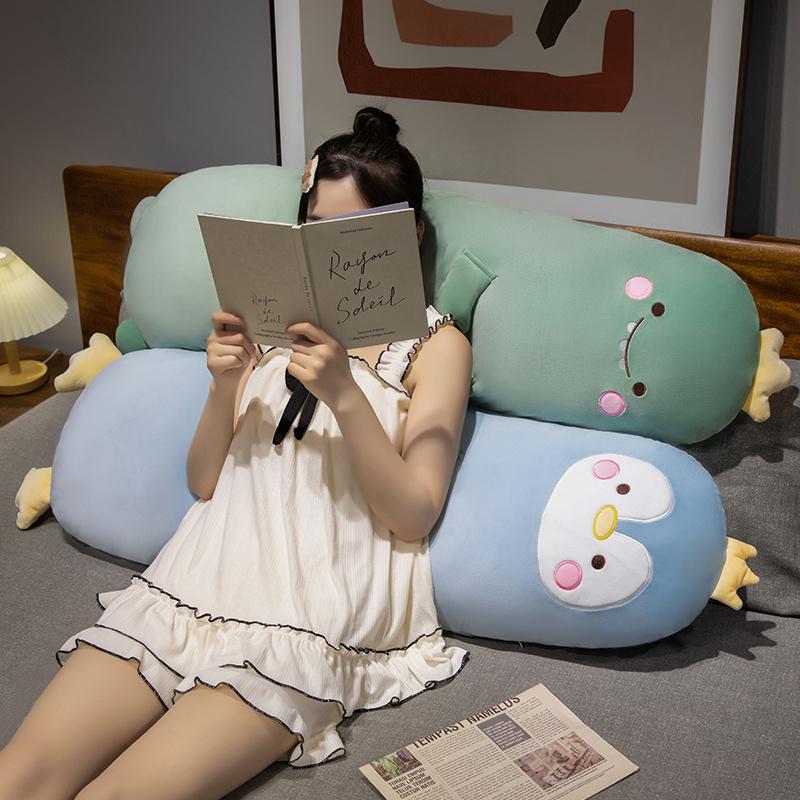 Cartoon 70~120cm Duck Long Pillow Stuffed Soft Animal Chick Penguin Dinosaur Bolster Plushie Sleeping Leg Support Birthday Gift