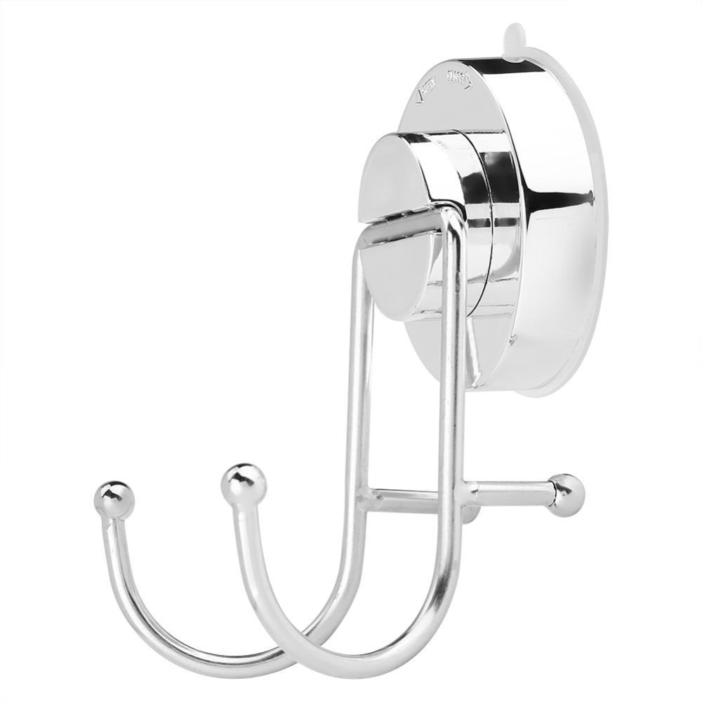 ABS Material Wall Hooks Stainless Steel Double Hanger Hooks Vacuum Suction Hooks For Shower